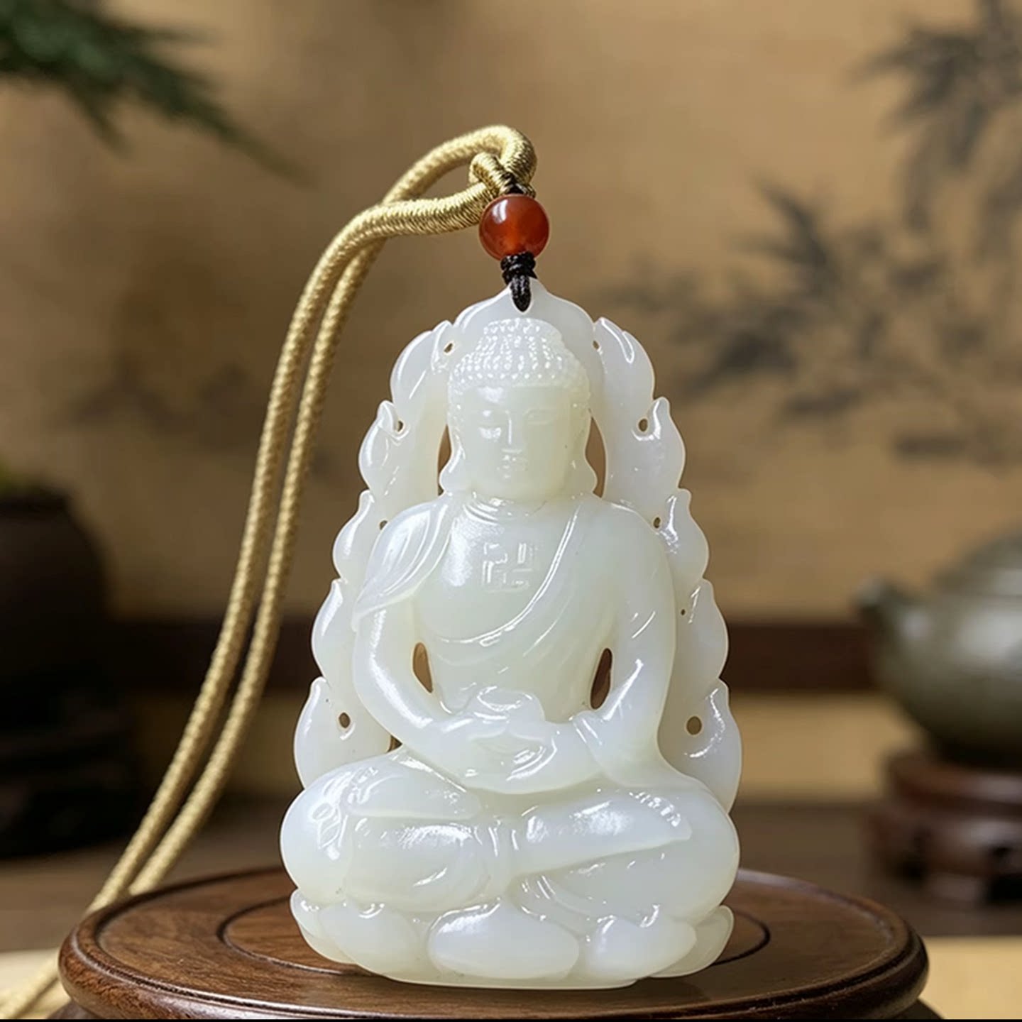 天然正品和田玉大日如来吊坠
