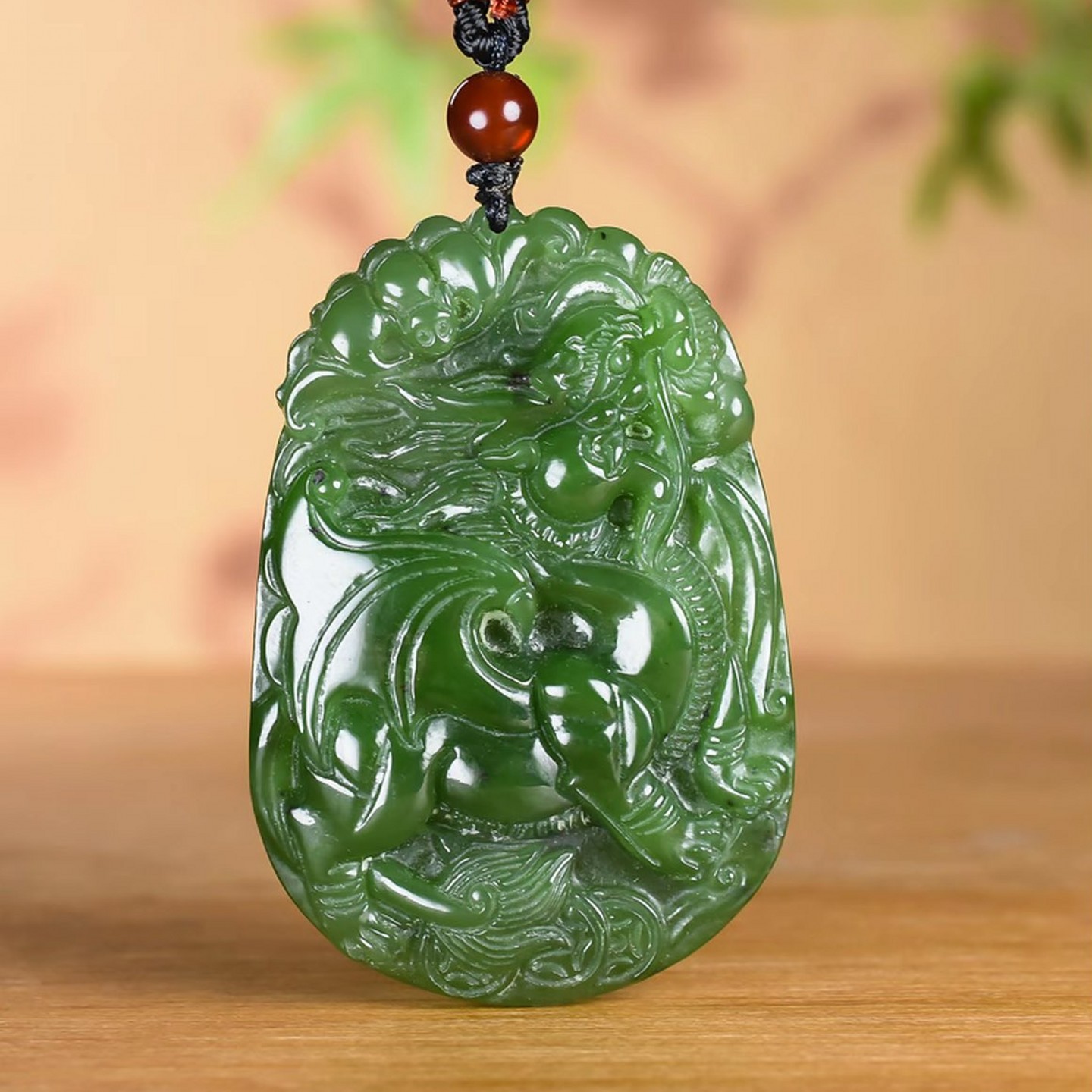 菠菜绿碧玉貔貅麒麟挂件男女款