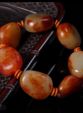 红沁皮原石籽料随形手串手链