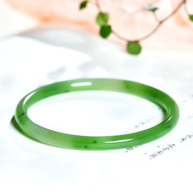 和田玉手镯正品少女细款小巧天然碧玉小细条玉镯子女复古风妈妈款