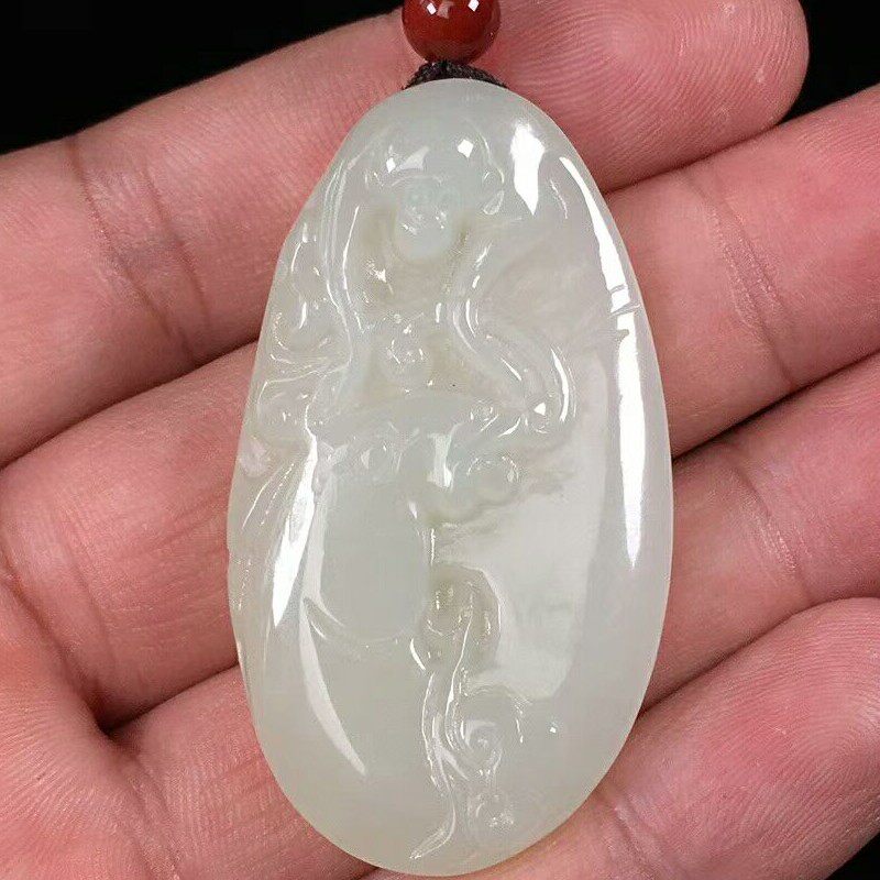 保真正品新疆和田玉马上封侯吊坠白玉马上封侯挂件男女款玉坠包邮