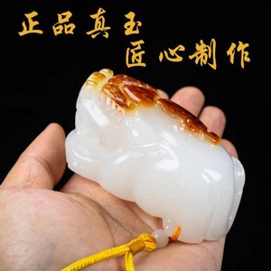 红皮籽料原石貔貅鸿运当头手把件