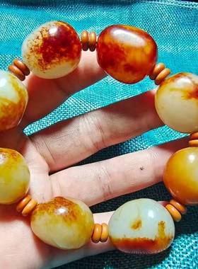 枣红皮原石籽料手串手链