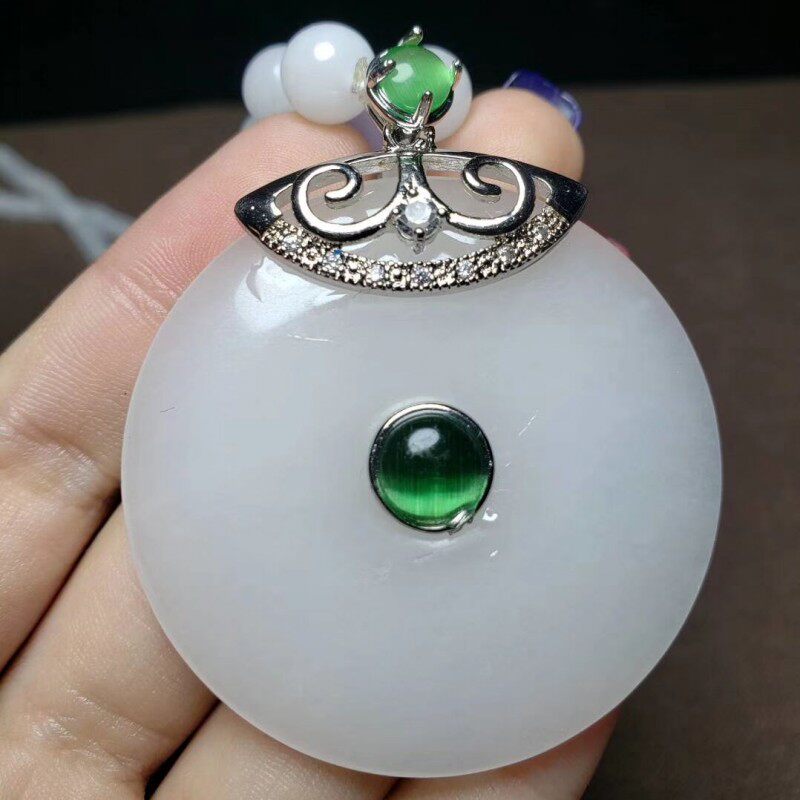 正品真玉石平安扣吊坠