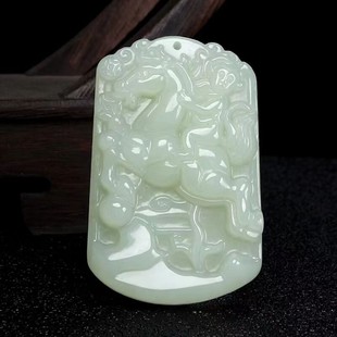 新疆和田玉十二生肖马上封侯吊坠项链男女本命年属马玉佩玉牌挂件