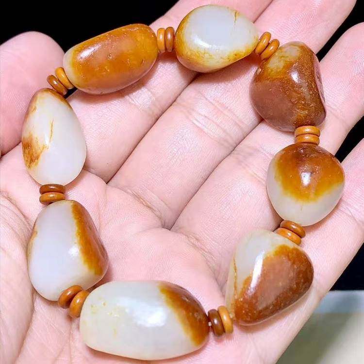 保真和田玉手链正品玉石玉器原石籽料手串手链男款玉手链手串包邮