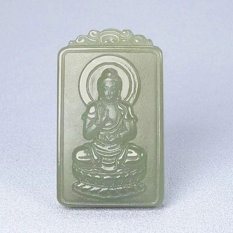 和田玉守护神吊坠男女款本命佛玉坠阿弥陀佛属相生肖狗猪玉石挂件