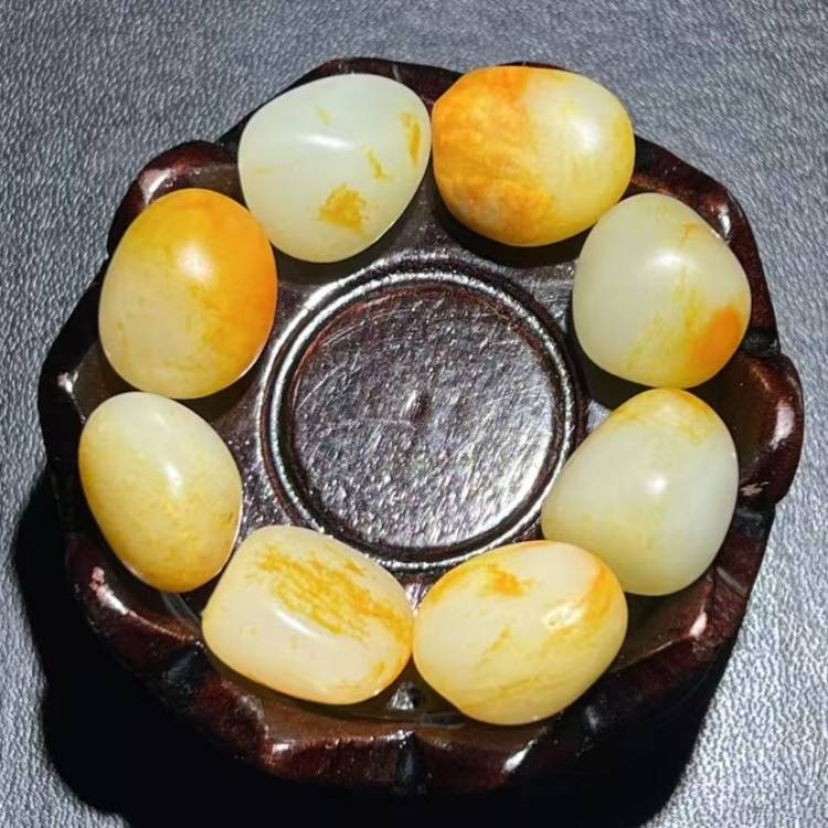保真新疆和田玉手链羊脂级黄沁皮原石籽料手串手链男款手串玉手链