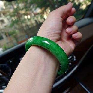 高品质冰糯种祖母绿翡翠手镯帝王绿翡翠玉镯子女款满绿玉石手镯