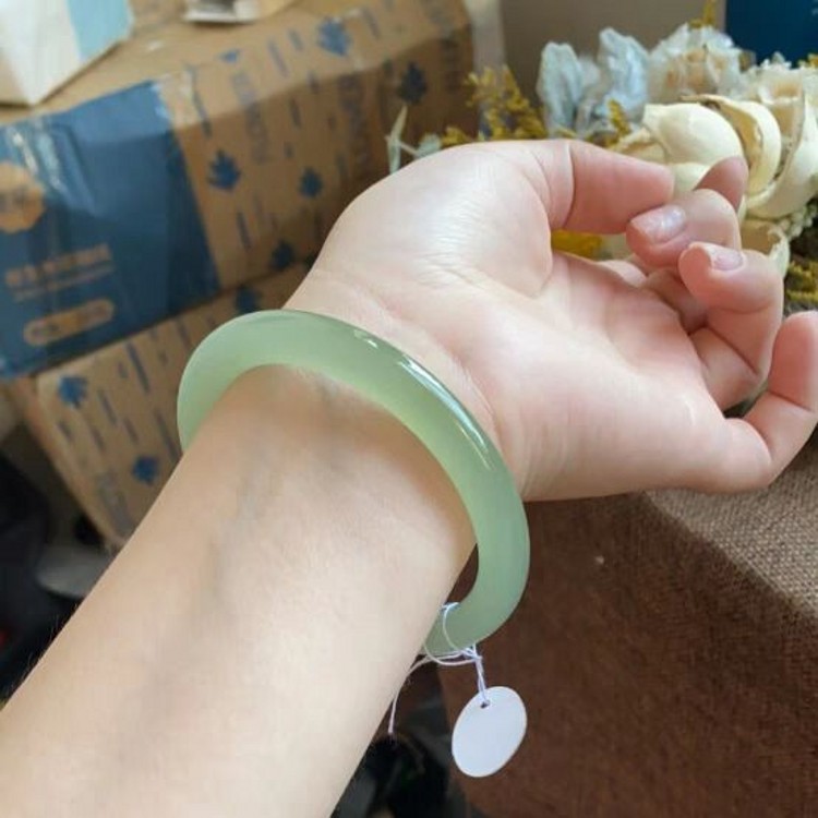 冰种晴水阿富汗玉青海扁条手镯