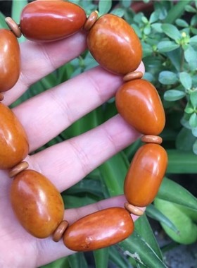 保真新疆和田玉手链黄沁皮籽料原石手链手串男款玉石玉器手链包邮