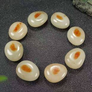 收藏佳品新疆和田玉手链羊脂级白玉黄沁皮原石籽料手链男款玉手串