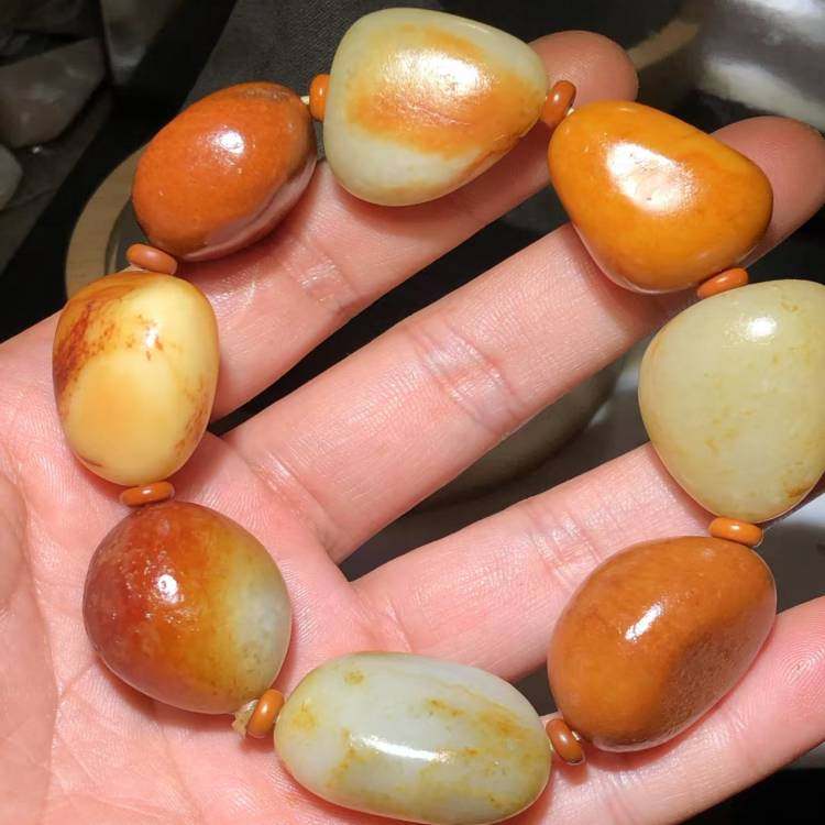 保真和田玉手链正品玉石玉器原石籽料手串手链男款手串玉手链包邮