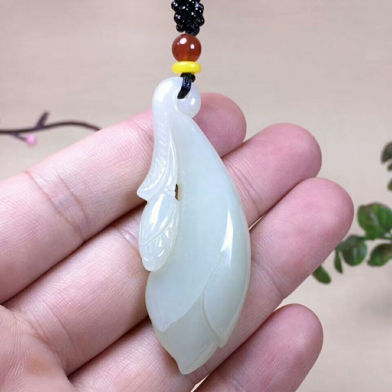 保真新疆和田玉兰花吊坠正品白玉花开富贵挂件女款花朵项链毛衣链