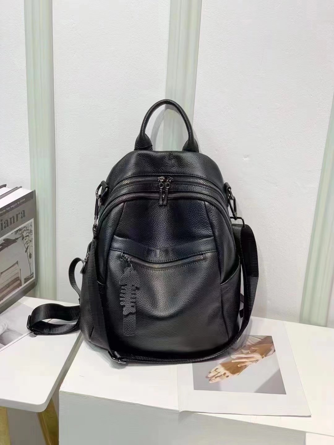 头层牛皮背包女士新款时尚休闲韩版软皮真皮双肩包包大容量多隔层