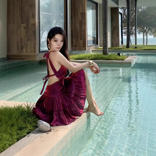 2026跨境新品海边度假连衣裙多巴胺海岛旅游拍照绝美穿搭沙滩连衣