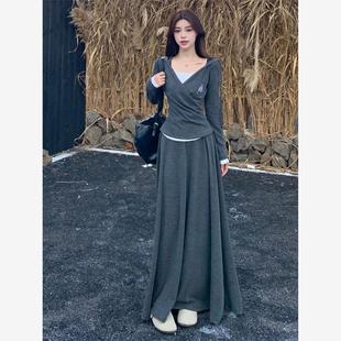 大码胖mm巨显瘦假两件卫衣套装裙子2025超火早秋搭配一整套两件套