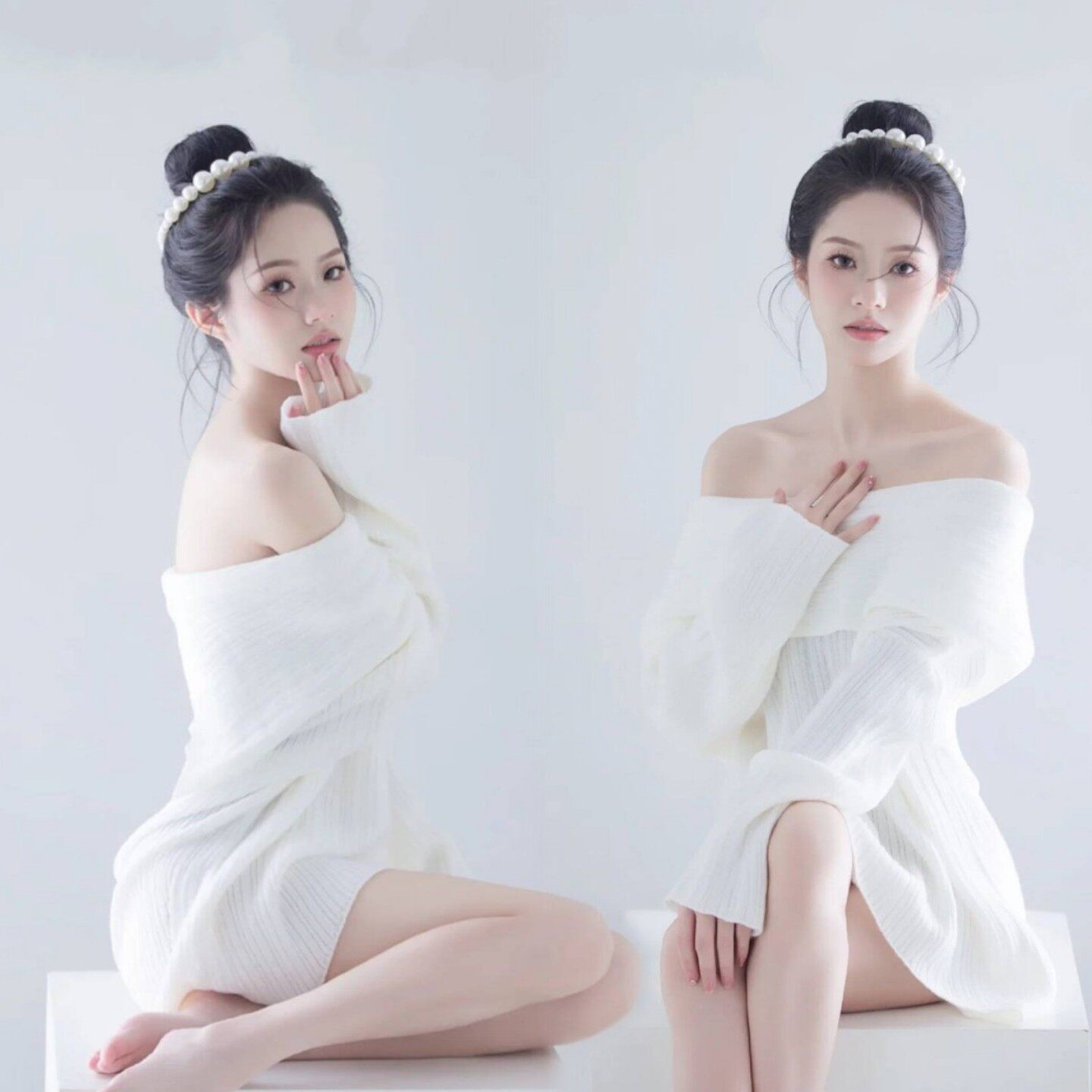 慵懒纯欲白色风毛衣甜美小清新