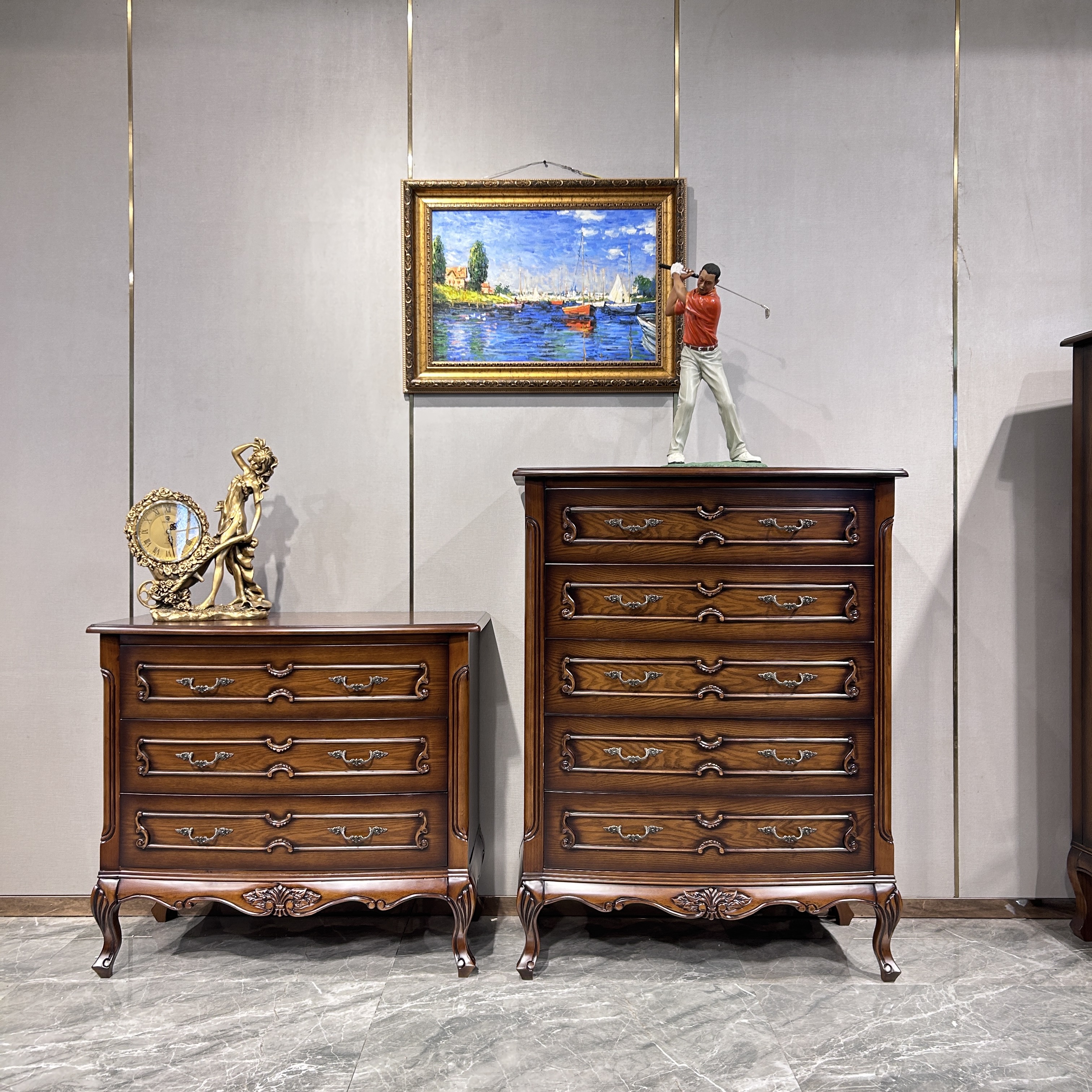 美式乡村五斗柜欧式风格家具实木抽屉田园卧室橱收纳储物柜子组合