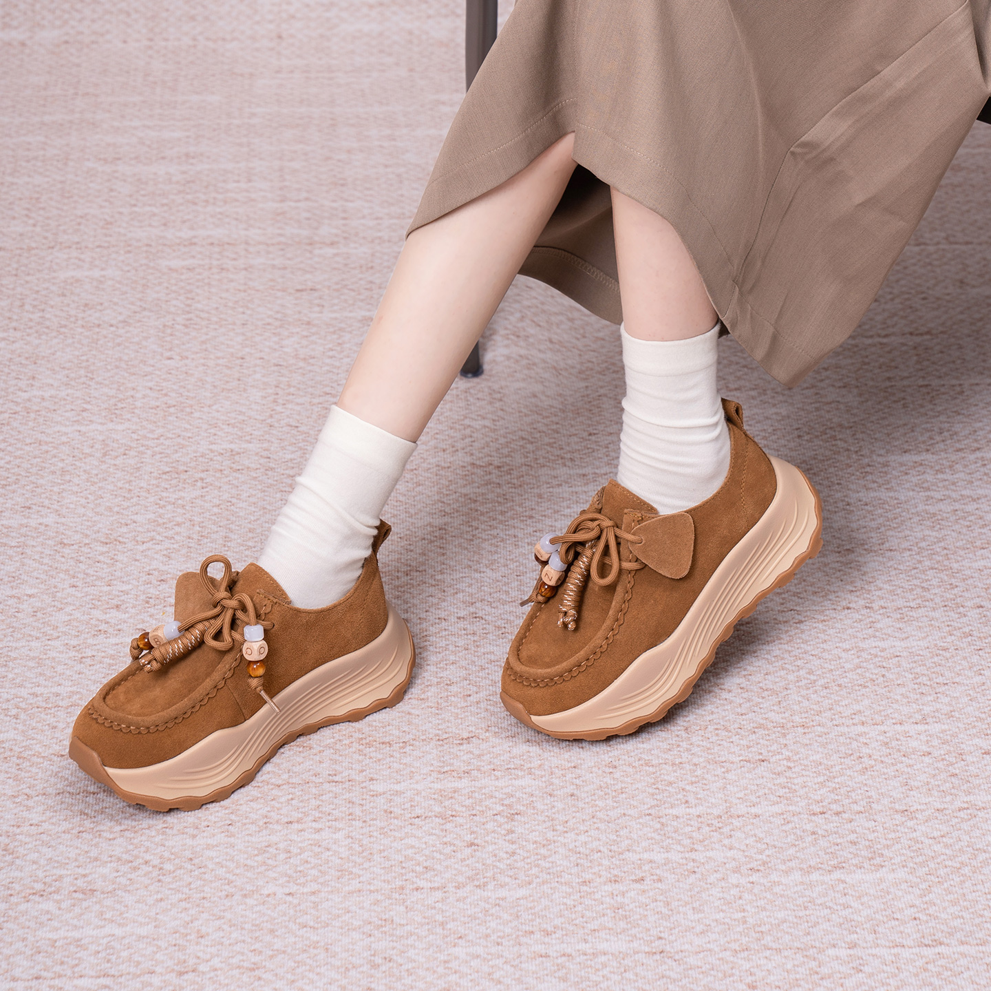 马内尔厚底复古袋鼠鞋