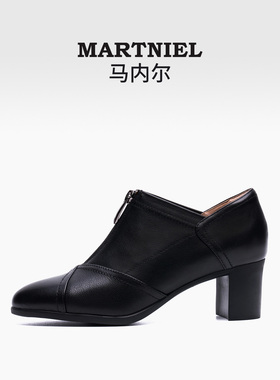马内尔鞋子女2025年新款秋季英伦风不磨脚软底防滑小皮鞋G05241