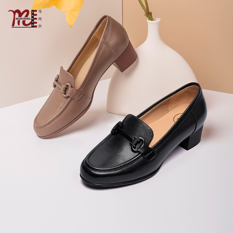 马内尔粗跟乐福鞋英伦风