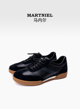 马内尔2026春夏新款黑色德训鞋男士舒适轻便百搭时尚休闲运动鞋
