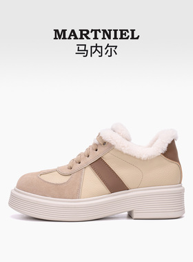 【商场同款】马内尔2025冬季新款厚底加绒保暖休闲运动板鞋女棉鞋