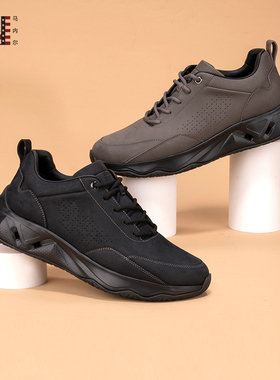 马内尔休闲鞋男真皮2023冬季新款舒适防滑软底运动男士皮鞋M36121