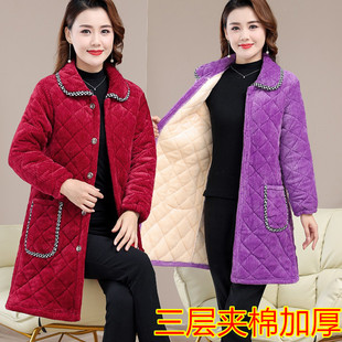 冬季 罩衣夹棉保暖工作服棉袄加厚防寒棉服 加绒加厚女士棉衣中长款
