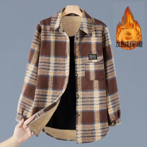 宽松加绒加厚保暖秋冬女装衬衣