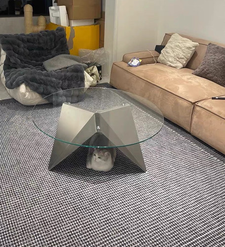 原创金属不锈钢玻璃圆形茶几轻奢现代简约设计师小户型客厅咖啡桌