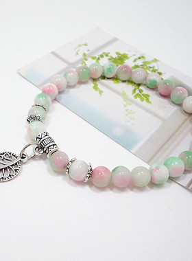 树叶吊坠天然水晶手链