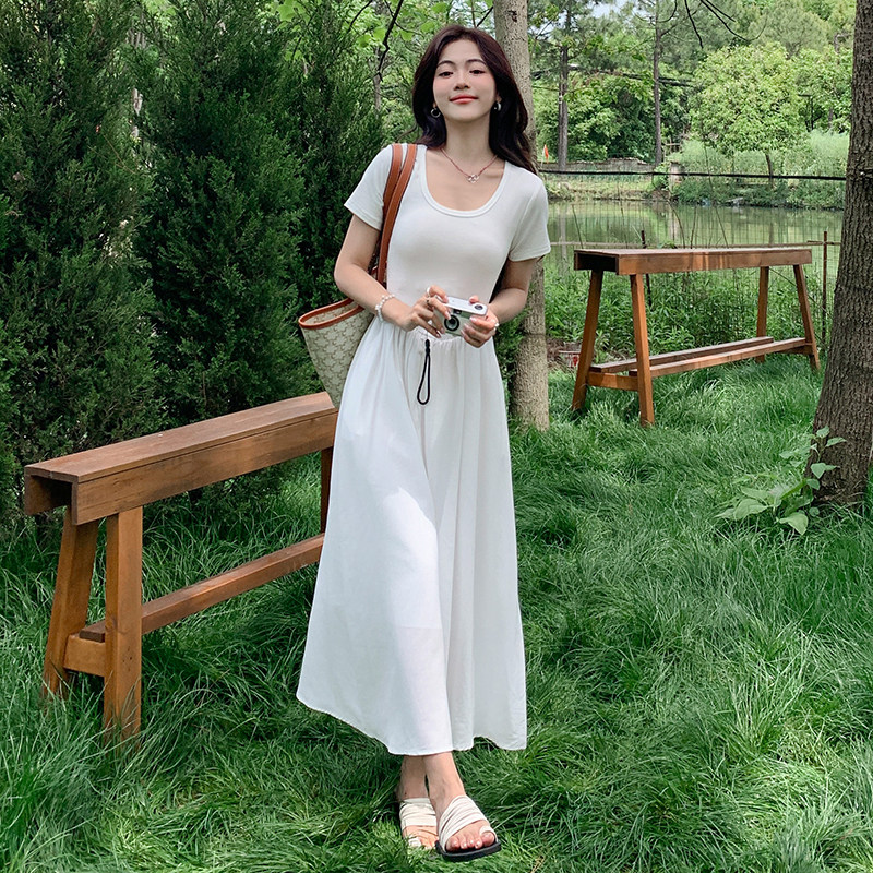 【现货】简约两件T恤连衣裙女收腰显瘦长裙B509-0P100-K150,女装连衣裙,浙宝193A