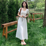 【现货】简约两件T恤连衣裙女收腰显瘦长裙B509-0P100-K150，女装连衣裙，浙宝193A
