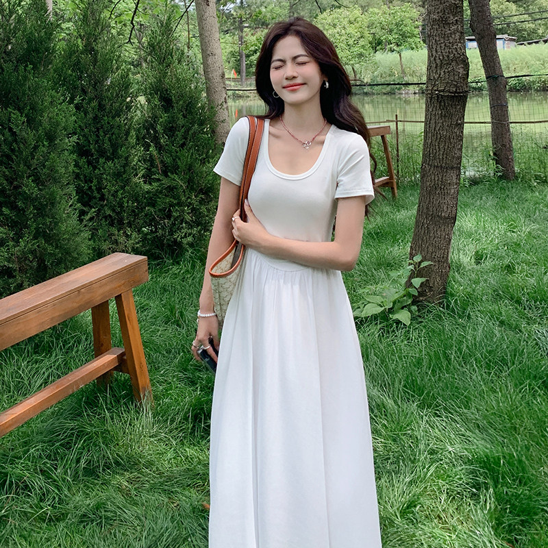 【现货】简约两件T恤连衣裙女收腰显瘦长裙B509-0P100-K150图片