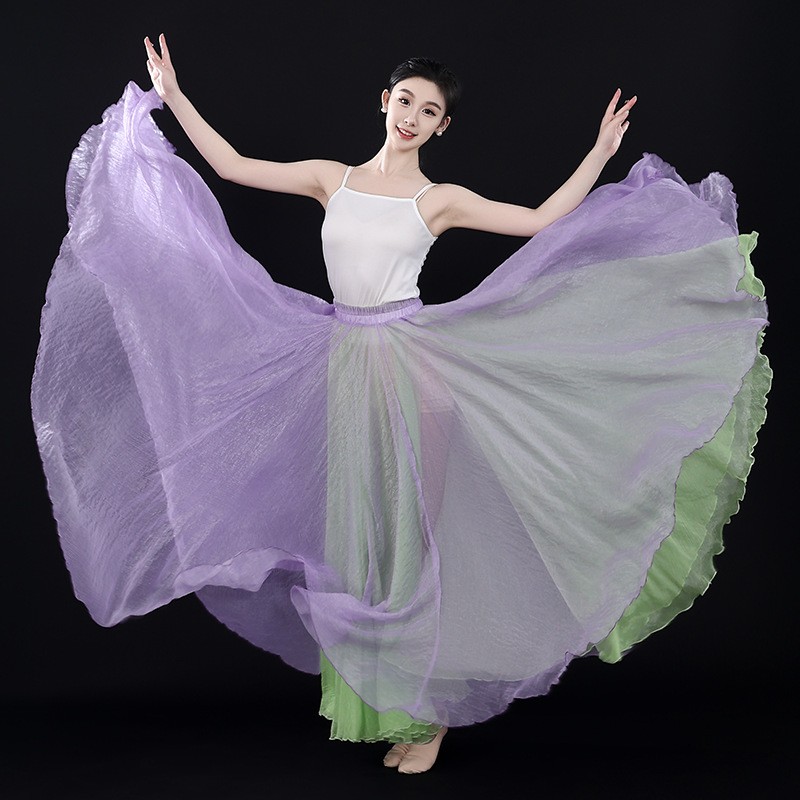 古典舞亮丝大摆裙720度