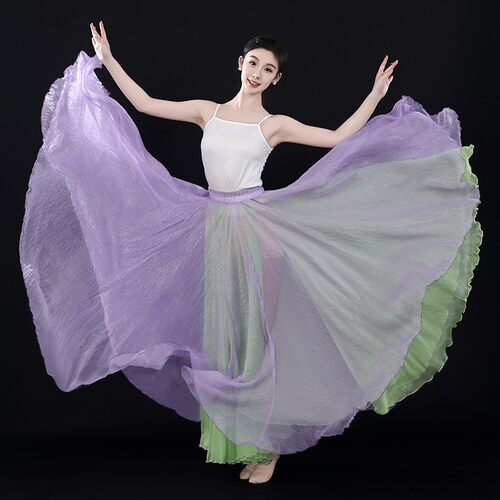 古典舞亮丝大摆裙720度