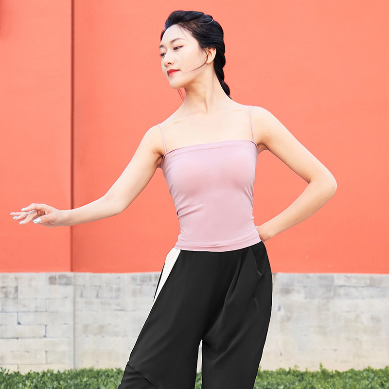 古典舞粉色舞蹈吊带背心打底内搭舞蹈紧身短款抹胸中国形体舞白色