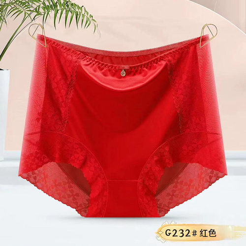 时尚新款胖mm200斤缎面蕾丝内裤