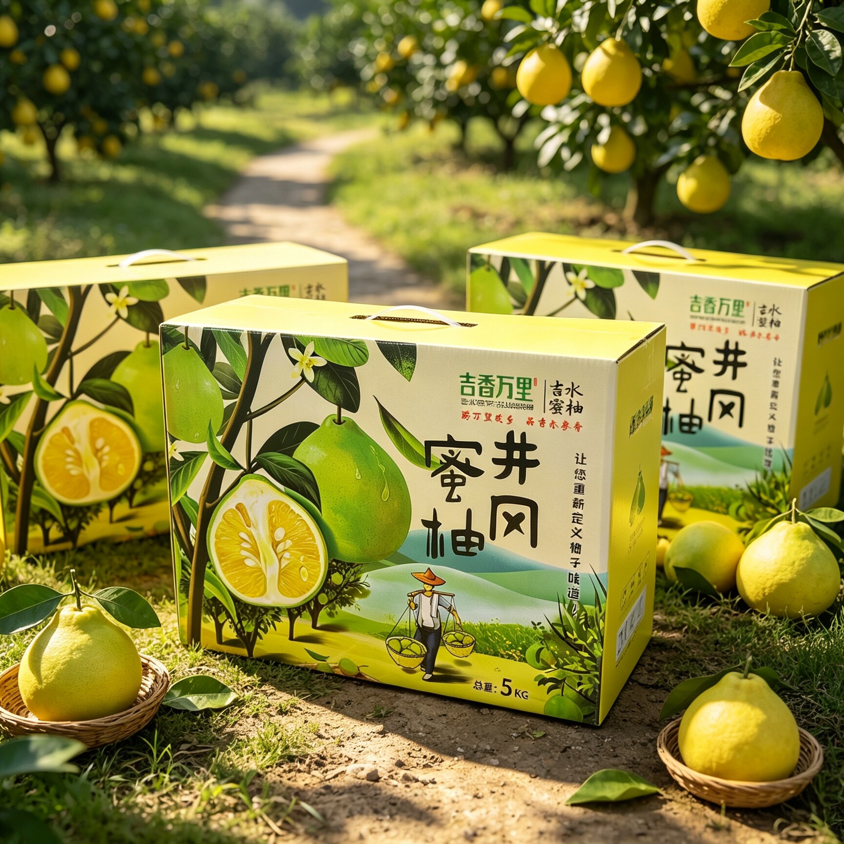 吉水白水金沙柚井冈蜜柚青皮柚皮薄多汁孕妇当季水果高端礼品盒装