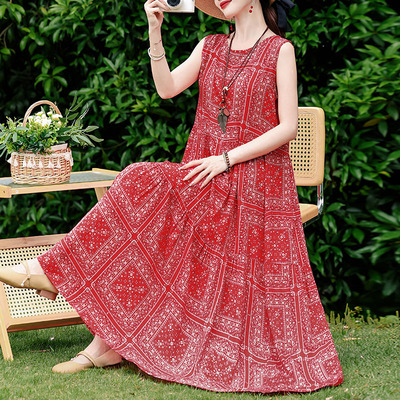 无袖大码夏季过膝外穿长裙高端