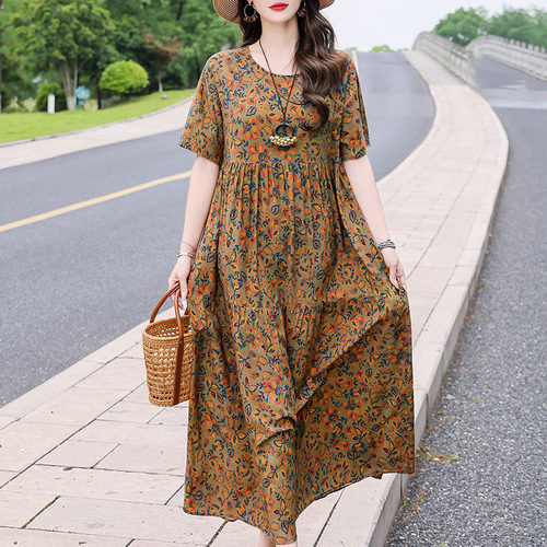 2025新款妈妈棉绸连衣裙