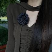 配饰品 2026新款 绸缎黑色玫瑰胸花朵布艺高端精致时尚 百搭胸针女款