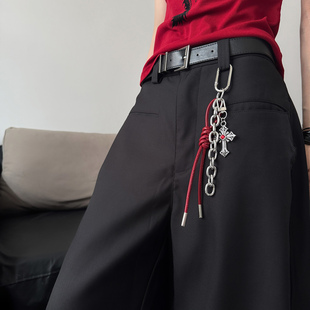 红色挂坠裤链配饰y2k朋克亚文化视觉系高级感腰链包包挂件挂饰