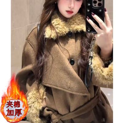 复古夹棉加厚毛呢外套