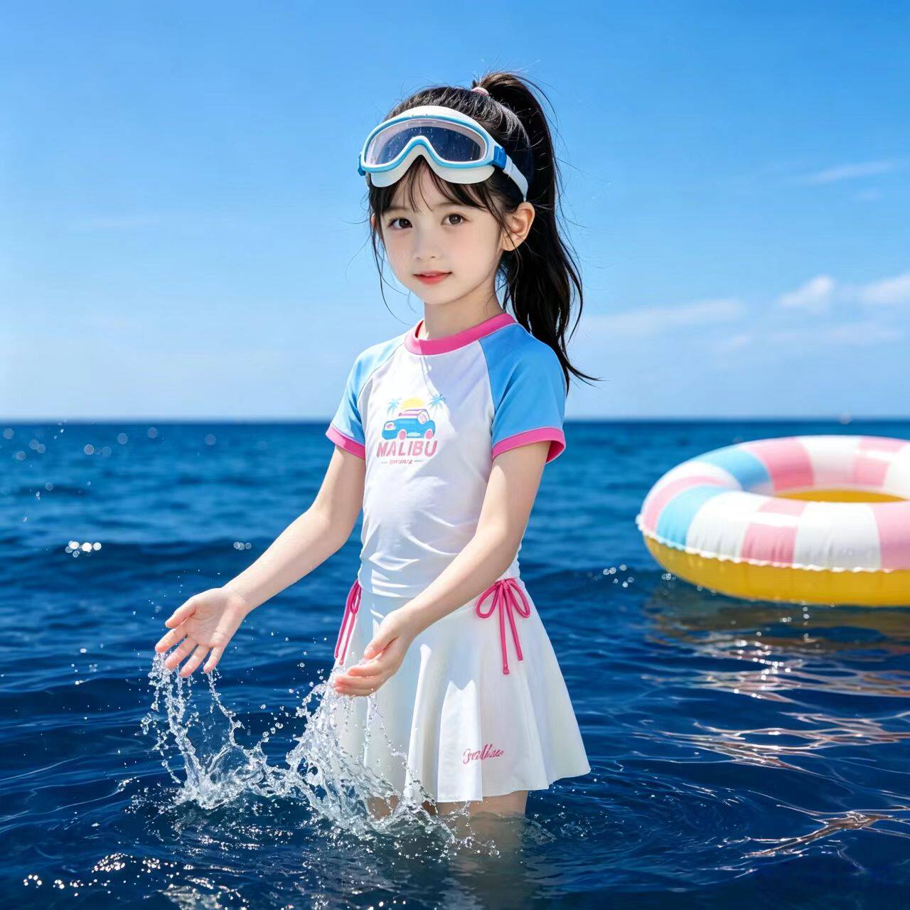 女童分体裙式泳衣套装夏季儿童洋气速干游泳衣女孩泡温泉两件套潮