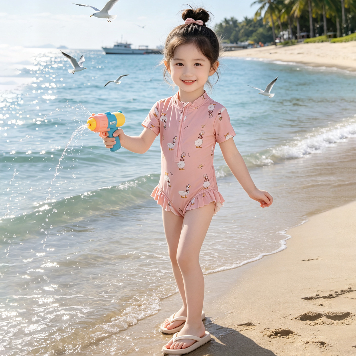 女童连体泳衣夏季新款儿童潜水服中小童洋气小女孩网红爆款游泳服