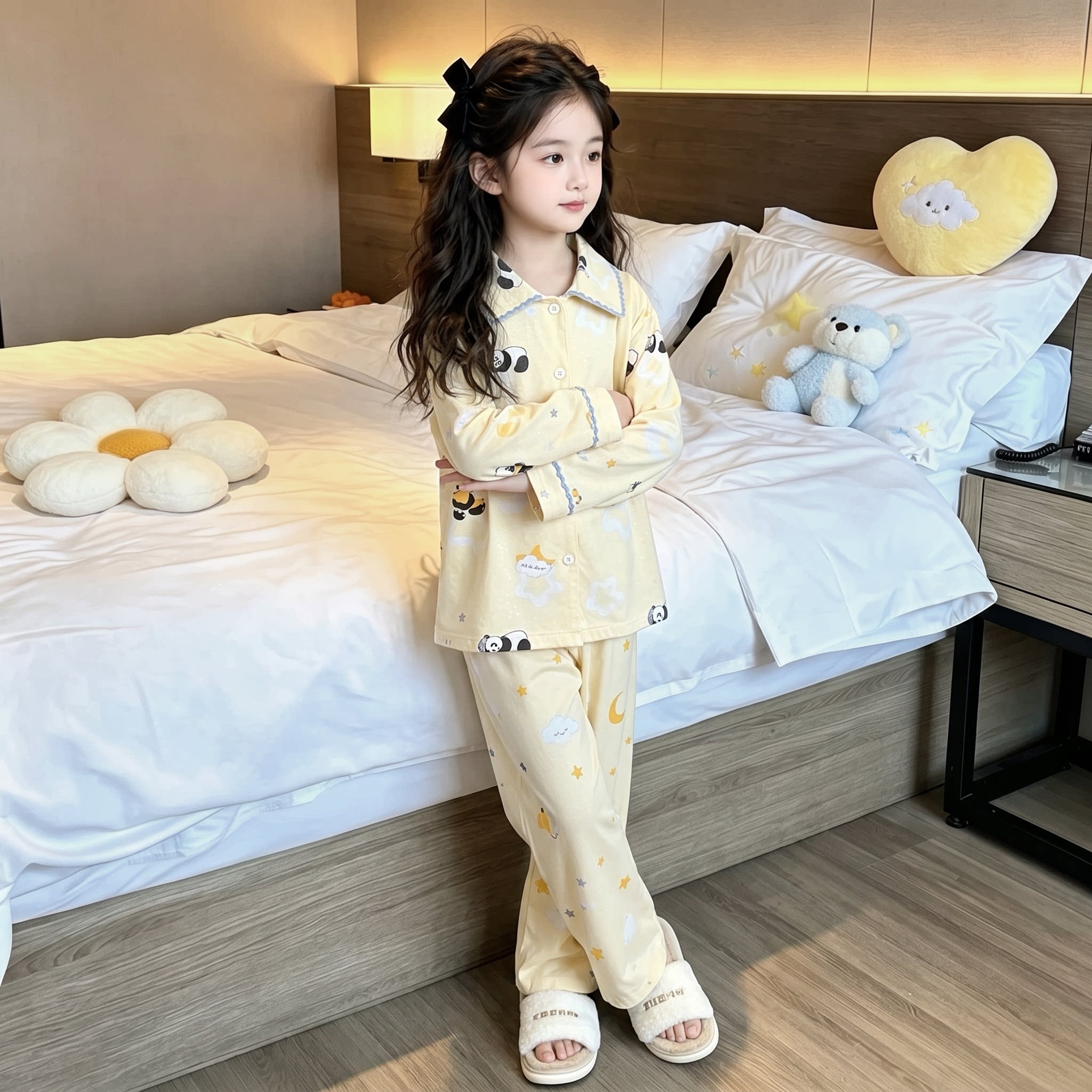 2026新款女童睡衣套装春秋季女孩纯棉长袖儿童家居服两件套童装潮