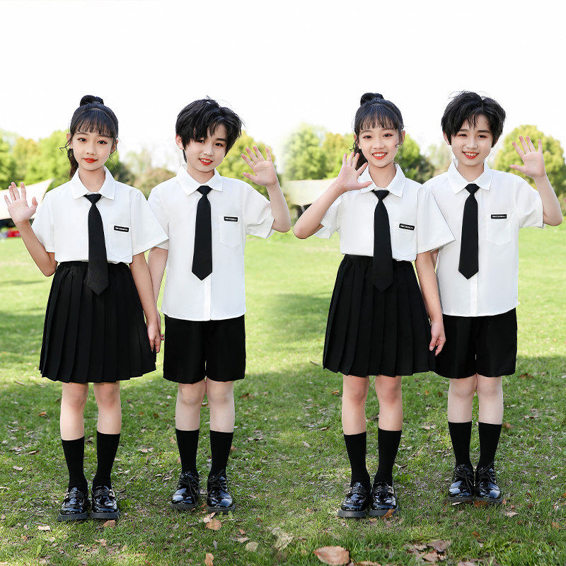男女通用学院风表演服两件套图片